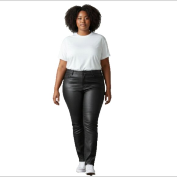 Lane Bryant Pants - Lane Bryant Women's Faux Leather Jeans Sz 18 Stretch Black High Rise Ankle Pant